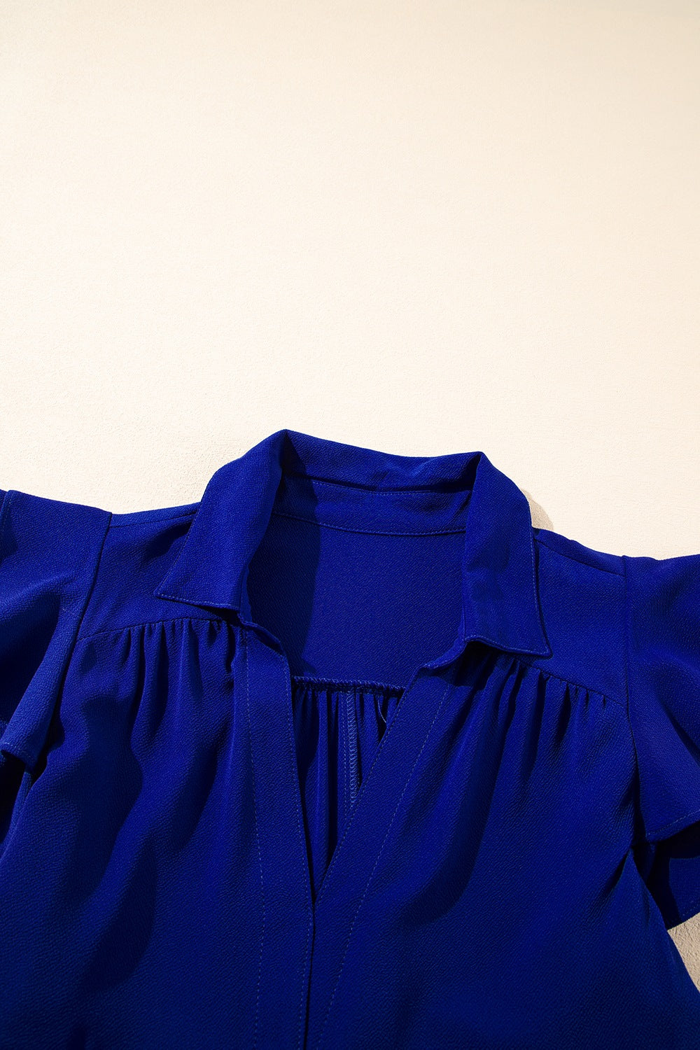 Buy Ruffled Short Sleeve Collared V Neck Tiered Midi Dress by Faz