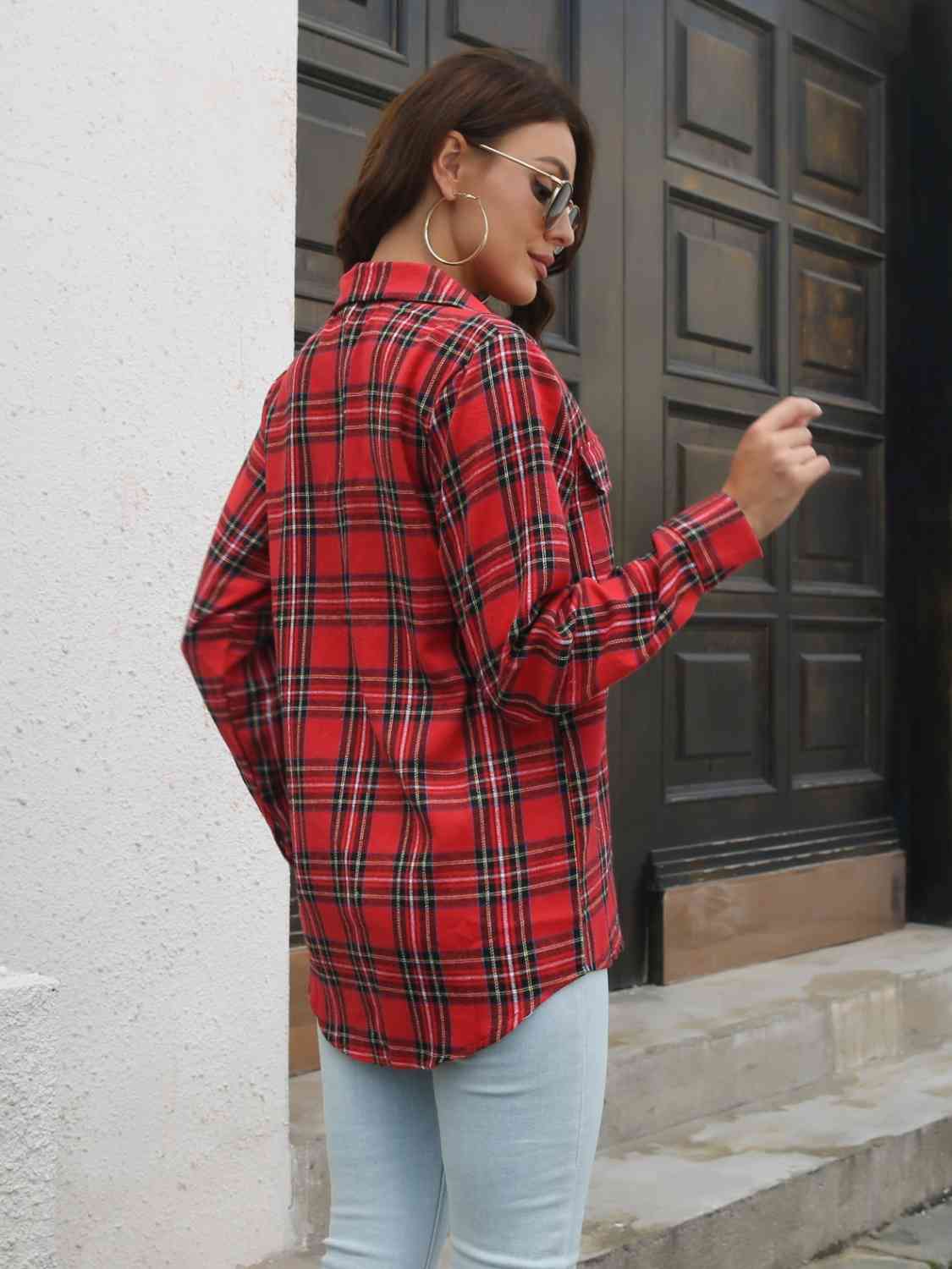 Buy Plaid Collared Neck Buttoned Shirt with Pockets by B&S
