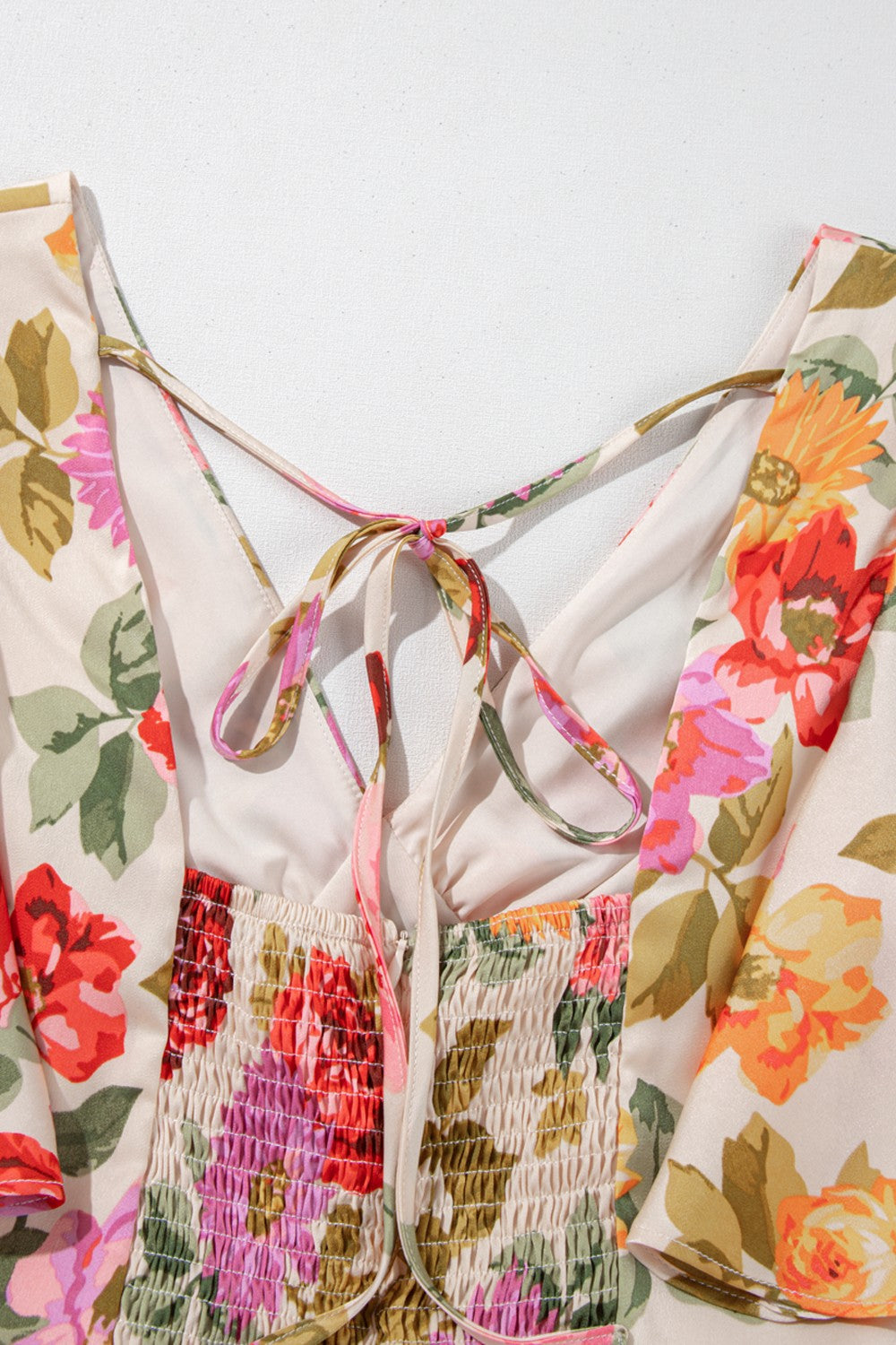 Buy Floral Short Sleeve Tie Back Slit Dress by Faz