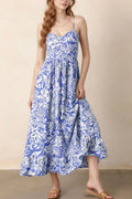 Buy Floral Print Spaghetti Strap High Waist Dress by Faz