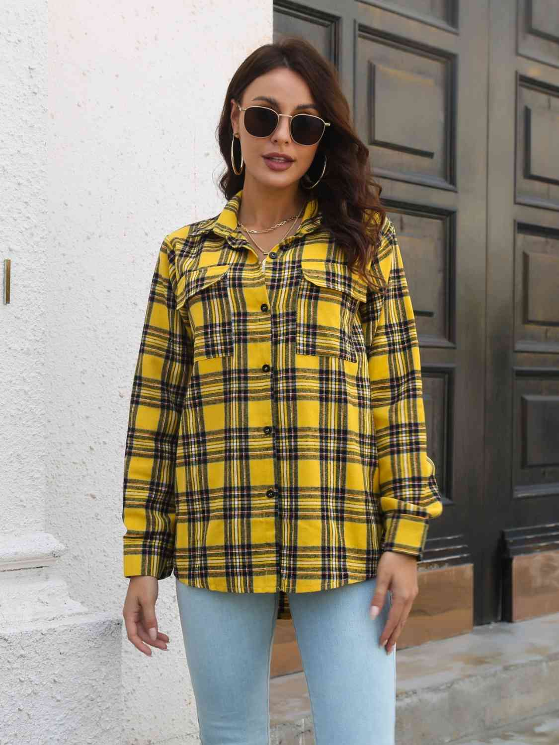 Buy Plaid Collared Neck Buttoned Shirt with Pockets by B&S