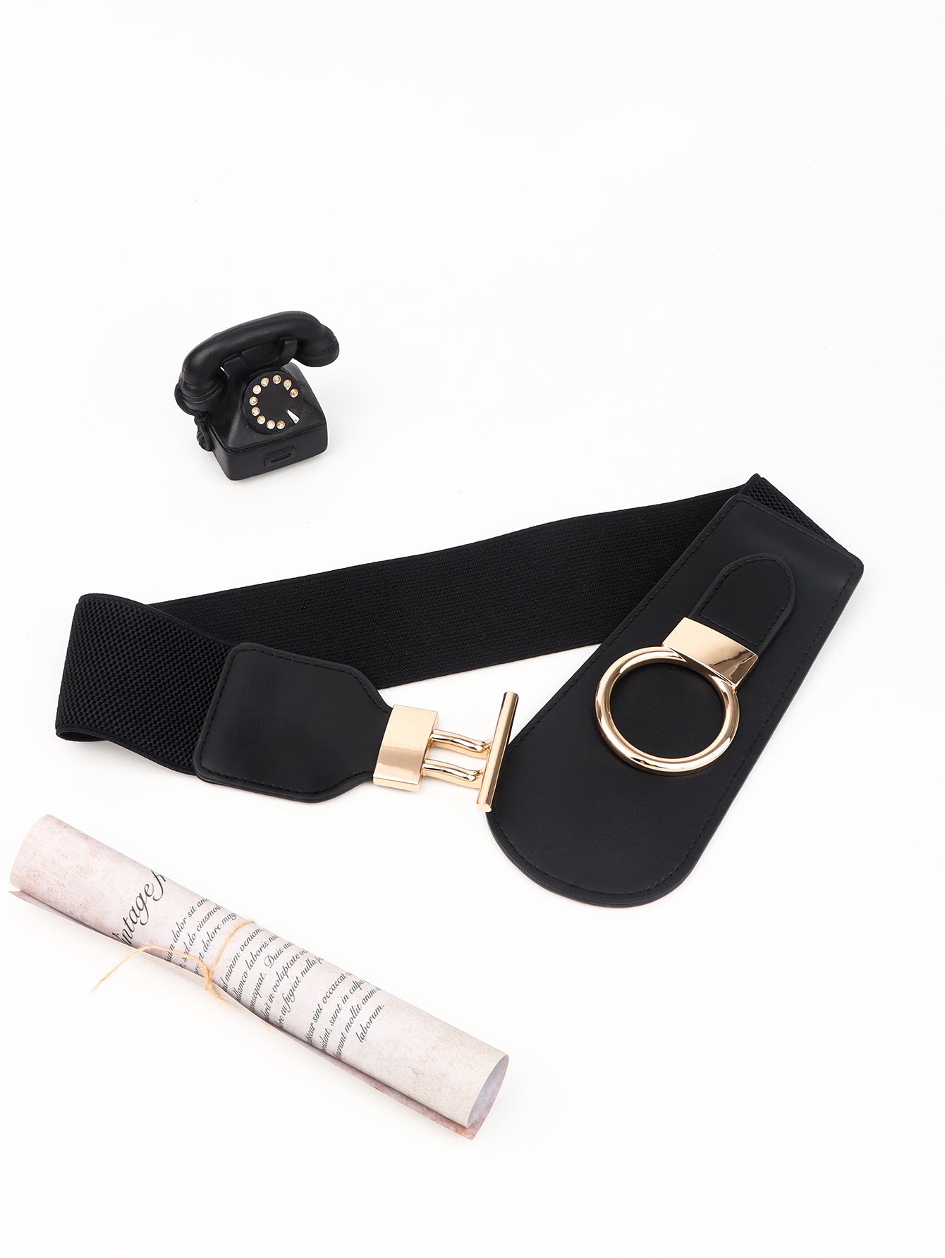 Buy PU Elastic Wide Belt with Alloy Buckle by Faz