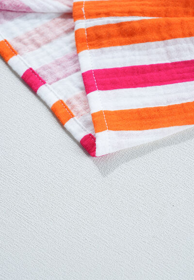 Buy Striped Notched Flounce Sleeve Blouse by SYNZ