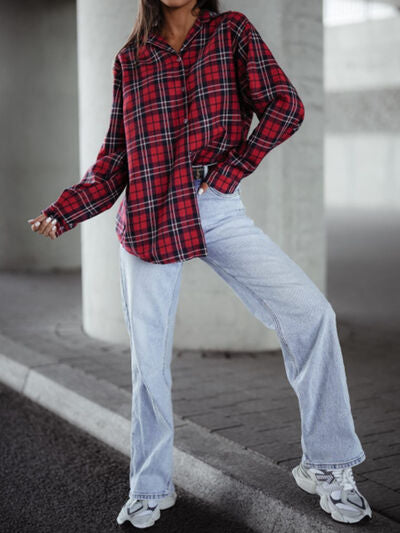 Buy Plaid Collared Neck Long Sleeve Shirt by Ming&Chuang