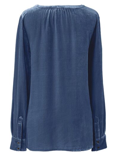 Buy Notched Button Down Long Sleeve Shirt by Faz