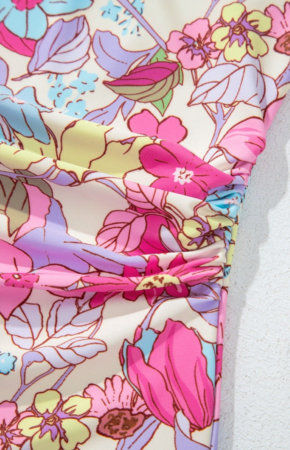 Buy Floral Ruffle Trim Tummy Control One Piece Swimsuit by Faz