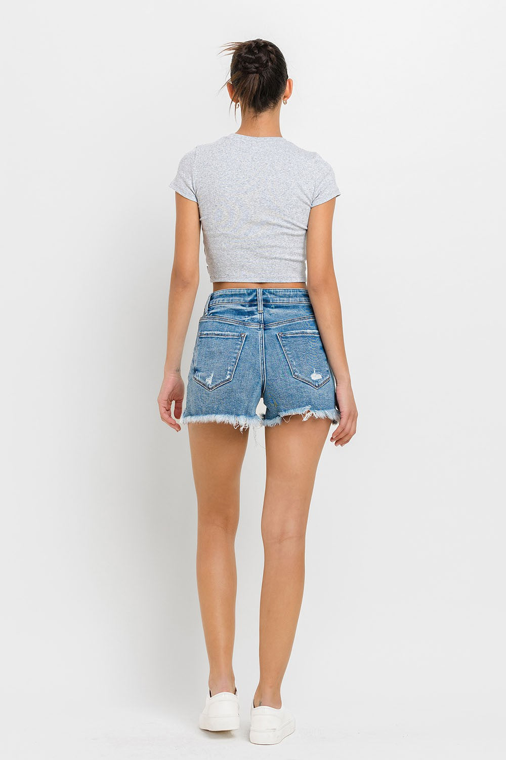 Buy Stepped Waist Raw Hem Denim Shorts by Faz