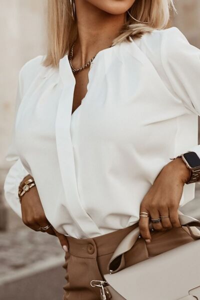 Buy Button Up Round Neck Long Sleeve Shirt by SYNZ