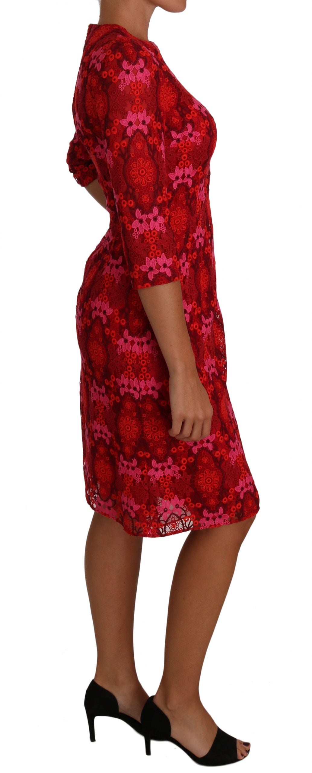 Buy Elegant Floral Crochet Knee-Length Dress by Dolce & Gabbana