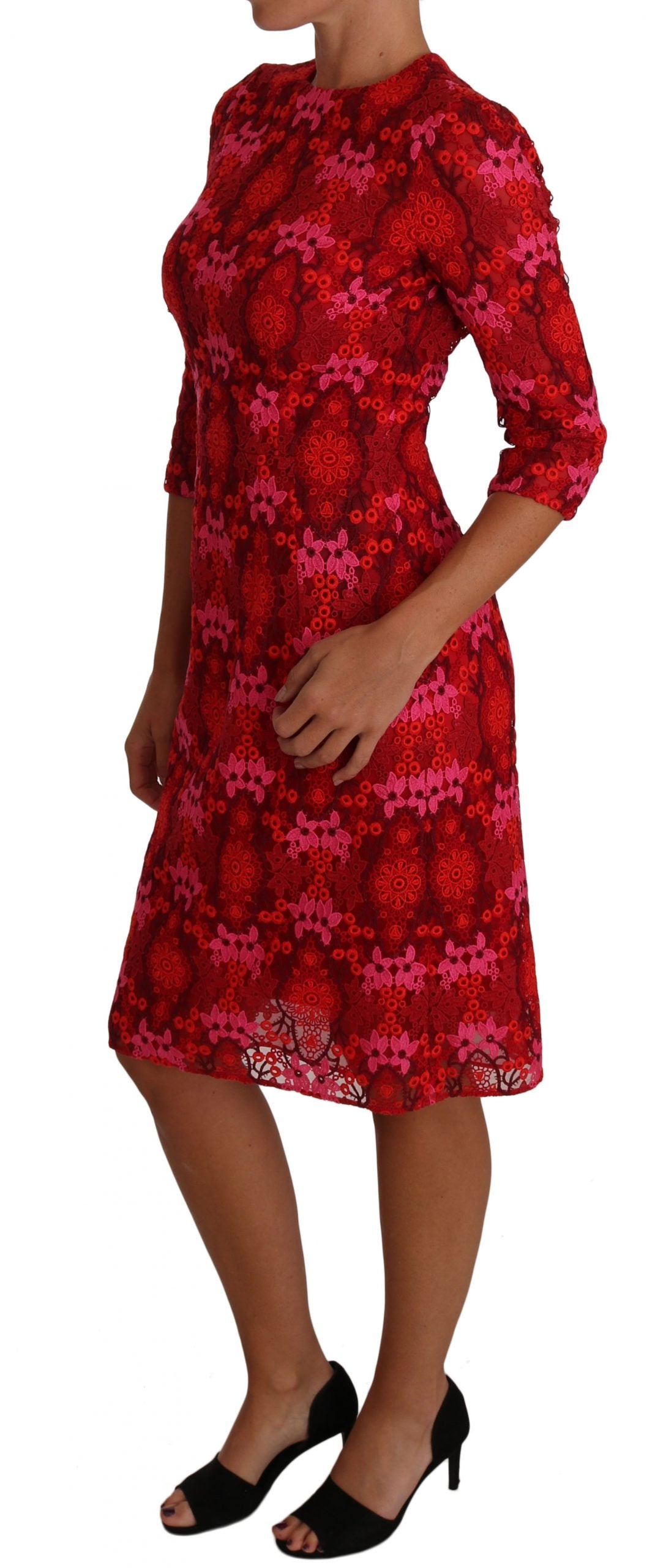 Buy Elegant Floral Crochet Knee-Length Dress by Dolce & Gabbana