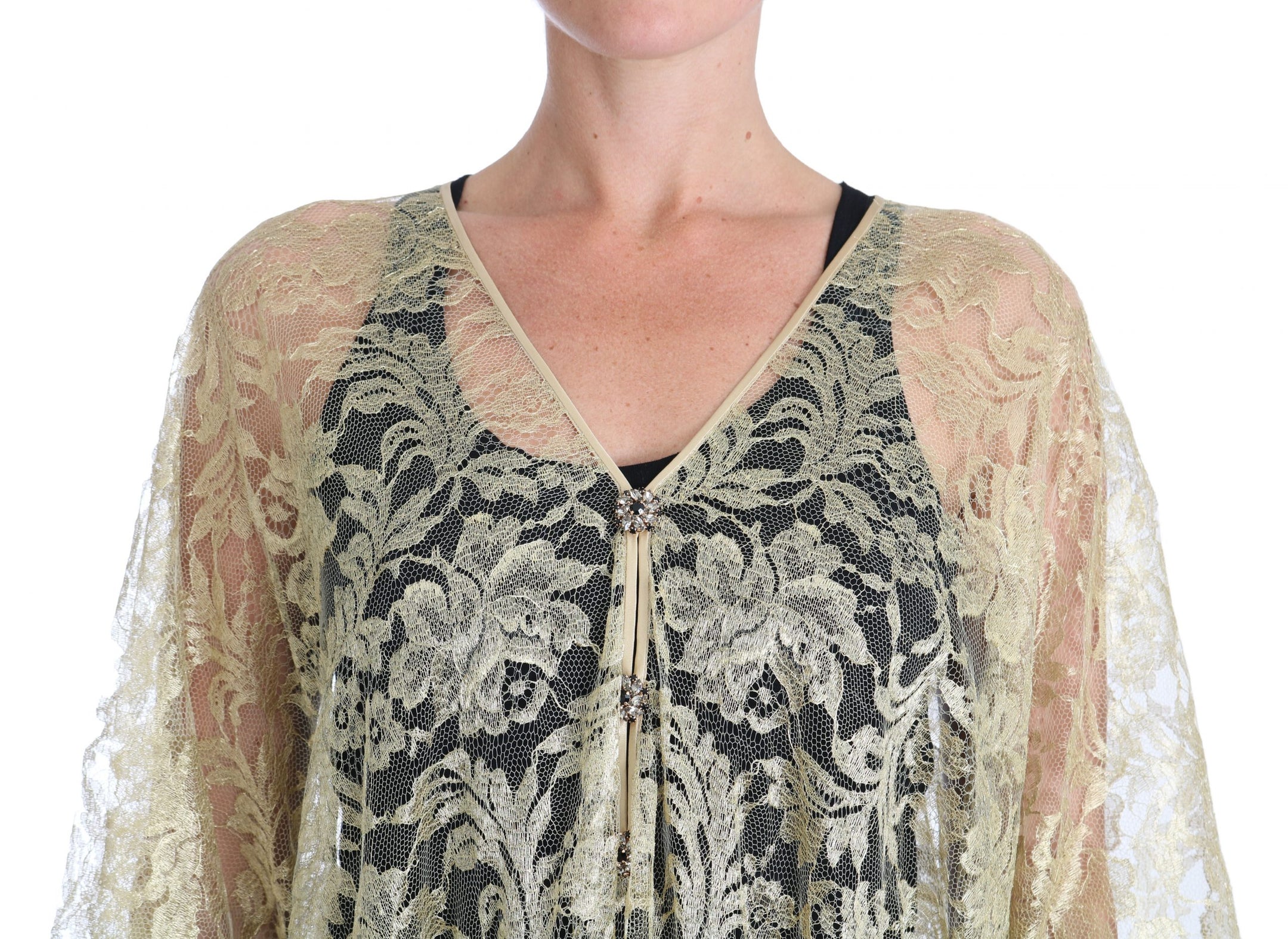 Buy Golden Floral Lace Kaftan Sundress by Dolce & Gabbana