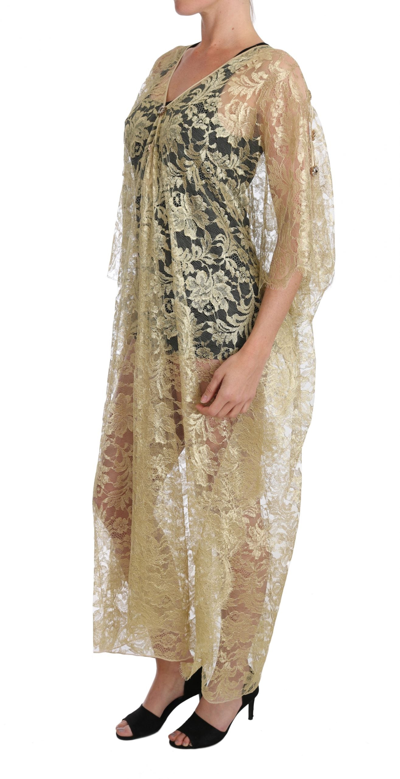 Buy Golden Floral Lace Kaftan Sundress by Dolce & Gabbana