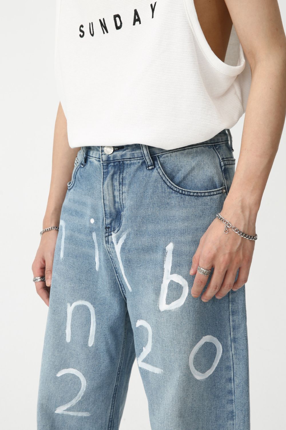 Buy Men's Graffiti Wide Leg Jeans by Faz