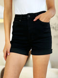 Buy Full Size High Waist Tummy Control Cuffed Denim Shorts by Faz