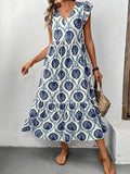 Buy Printed V-Neck Cap Sleeve Dress by Faz