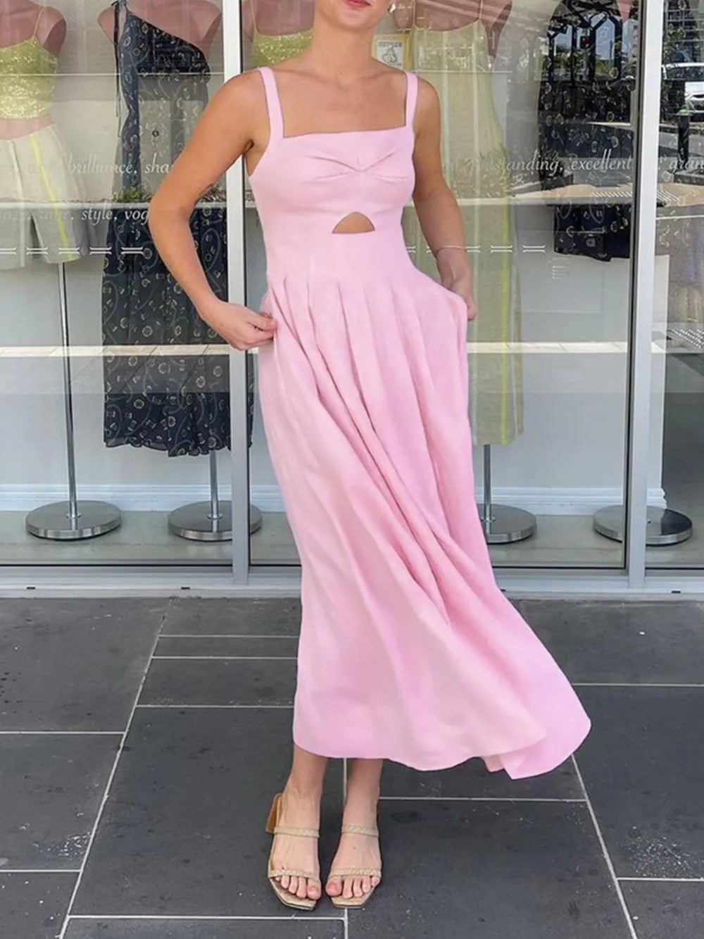 Buy Cutout Square Neck Cami Dress by Faz