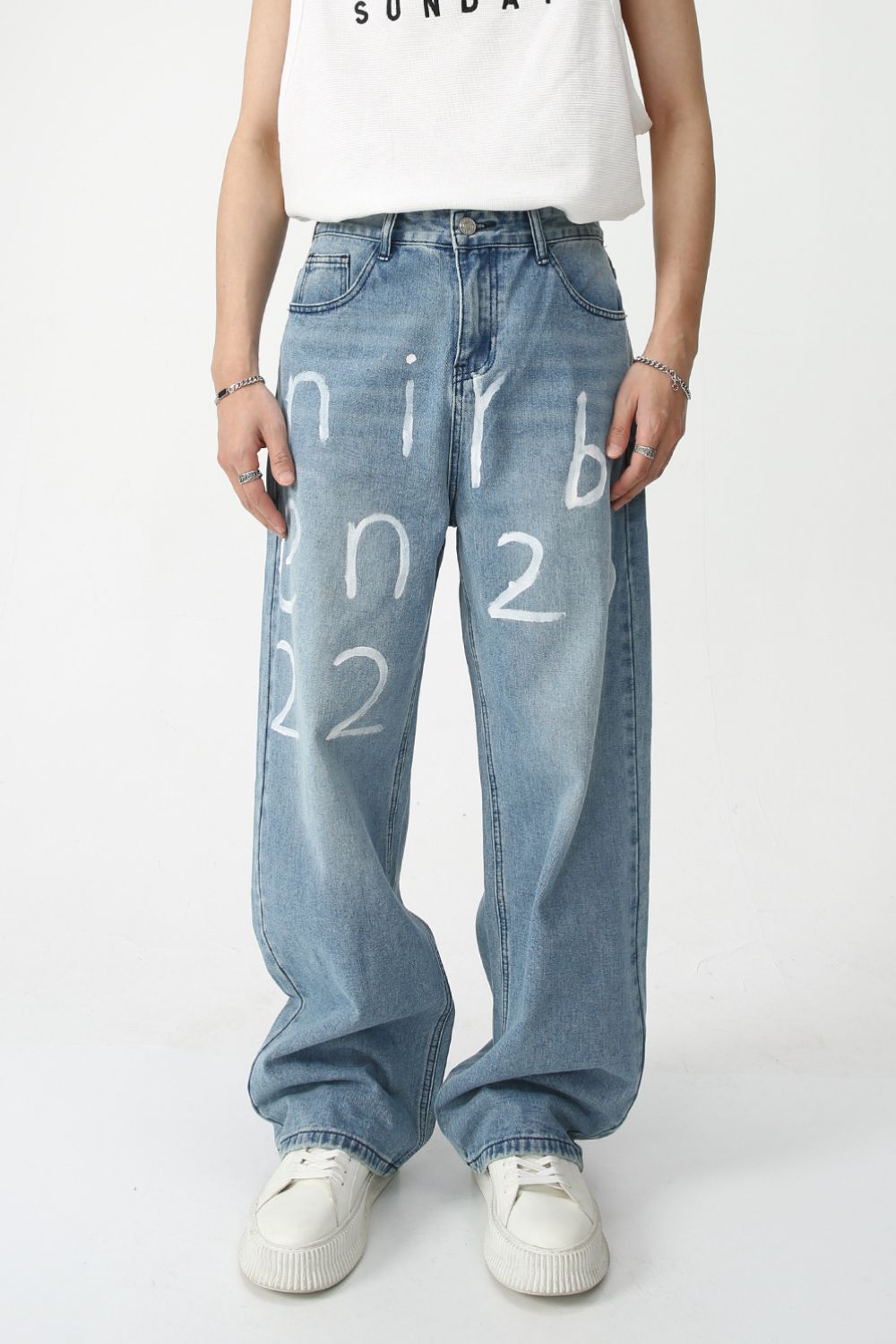 Buy Men's Graffiti Wide Leg Jeans by Faz