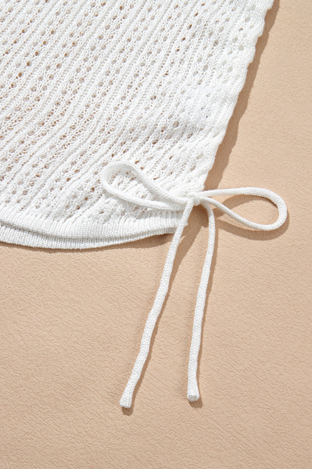 Buy Hollow Out Bell Sleeve Drawstring Knit Cover Up Dress by Faz