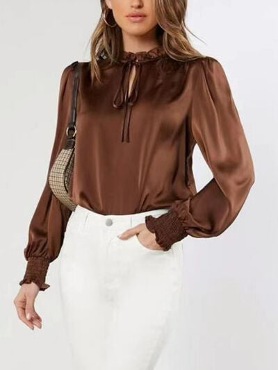 Buy Frill Tied Lantern Sleeve Blouse by T@N