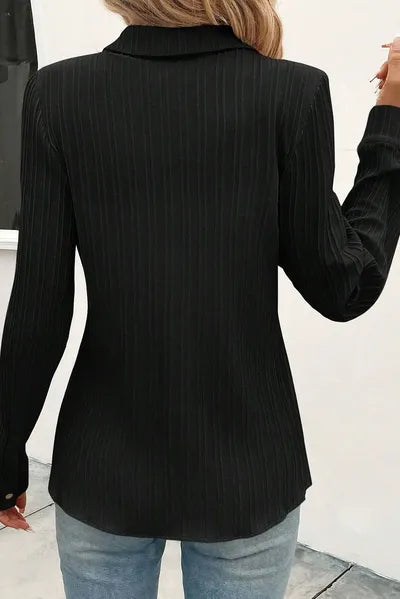 Buy Textured Collared Neck Long Sleeve Shirt by SYNZ
