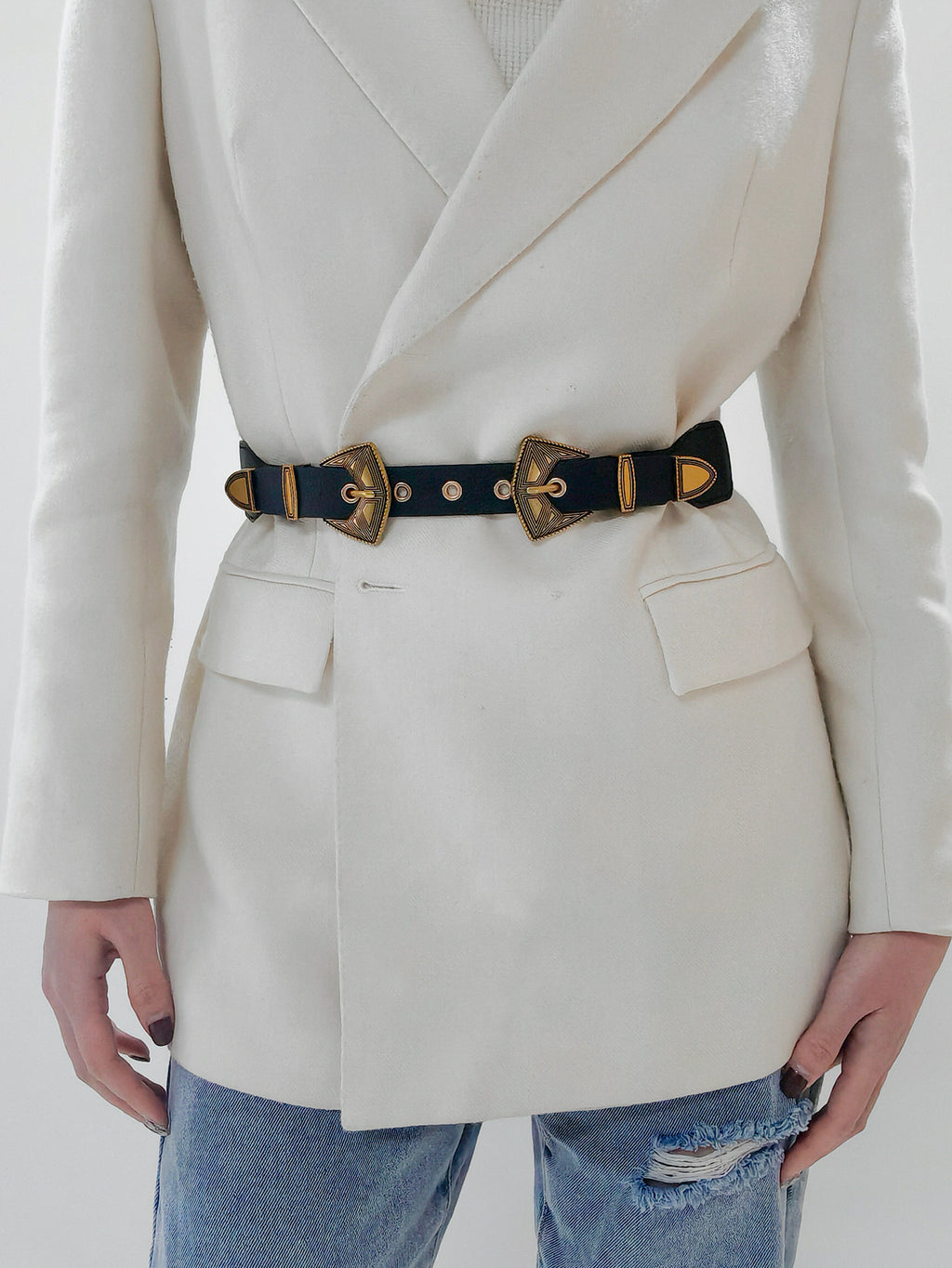 Buy Double Buckle PU Leather Belt by Faz