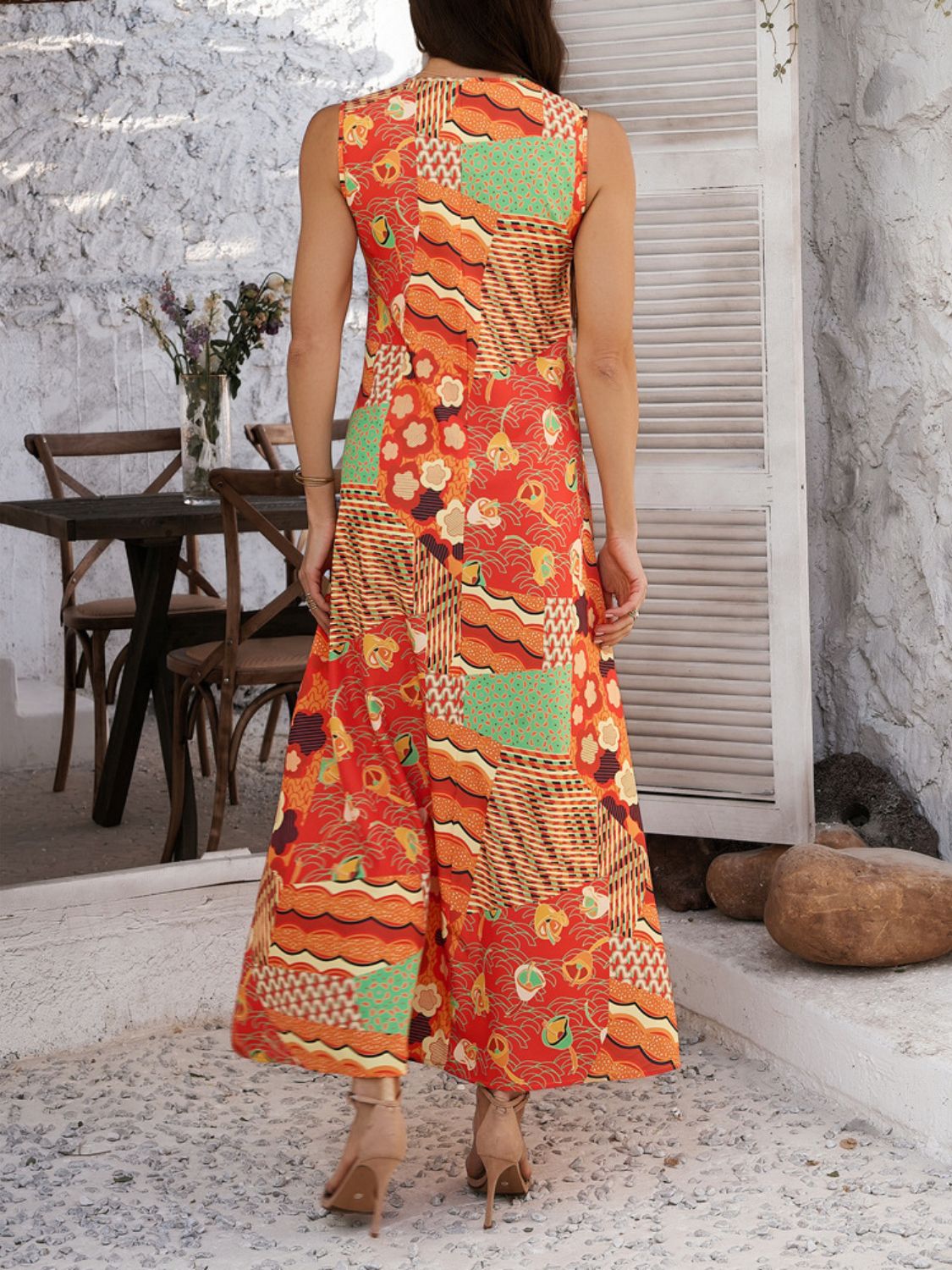 Buy Printed Sleeveless Maxi Dress by Faz