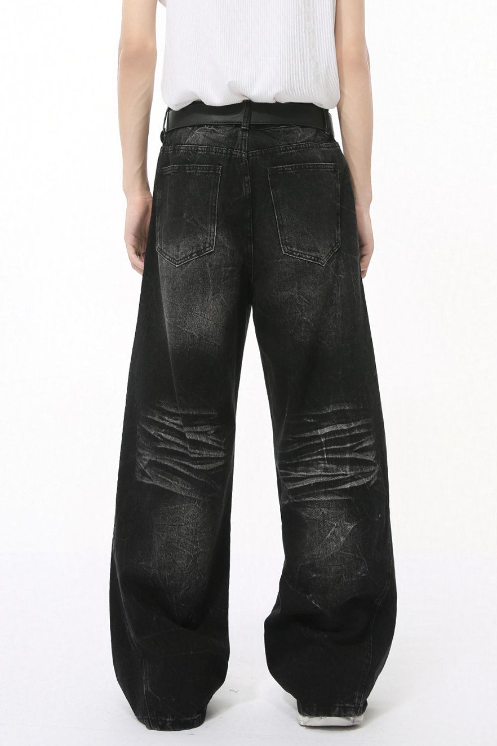 Buy Washed Cat Whiskered Wide Leg Jeans by Faz