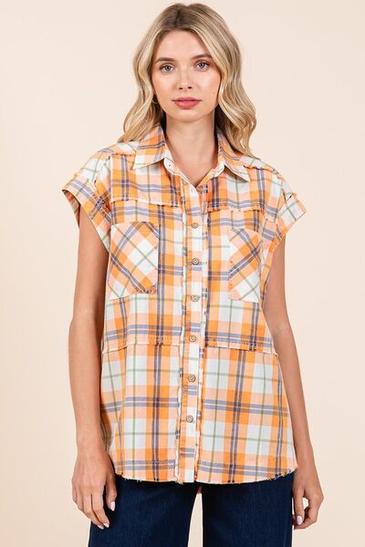 Buy Mineral Wash Plaid Button Down Shirt by Mittoshop