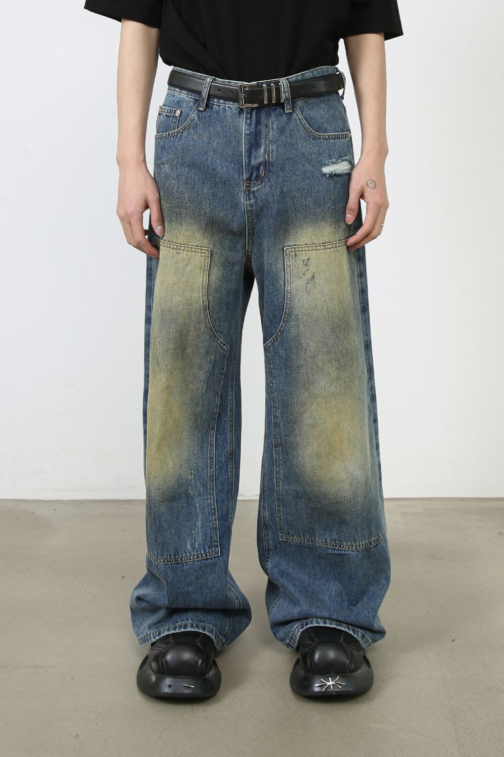 Buy Men's Washed Wide Leg Jeans by Faz