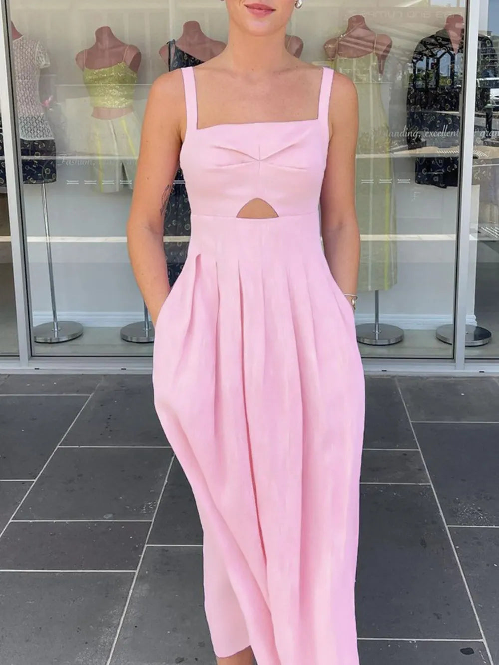 Buy Cutout Square Neck Cami Dress by Faz