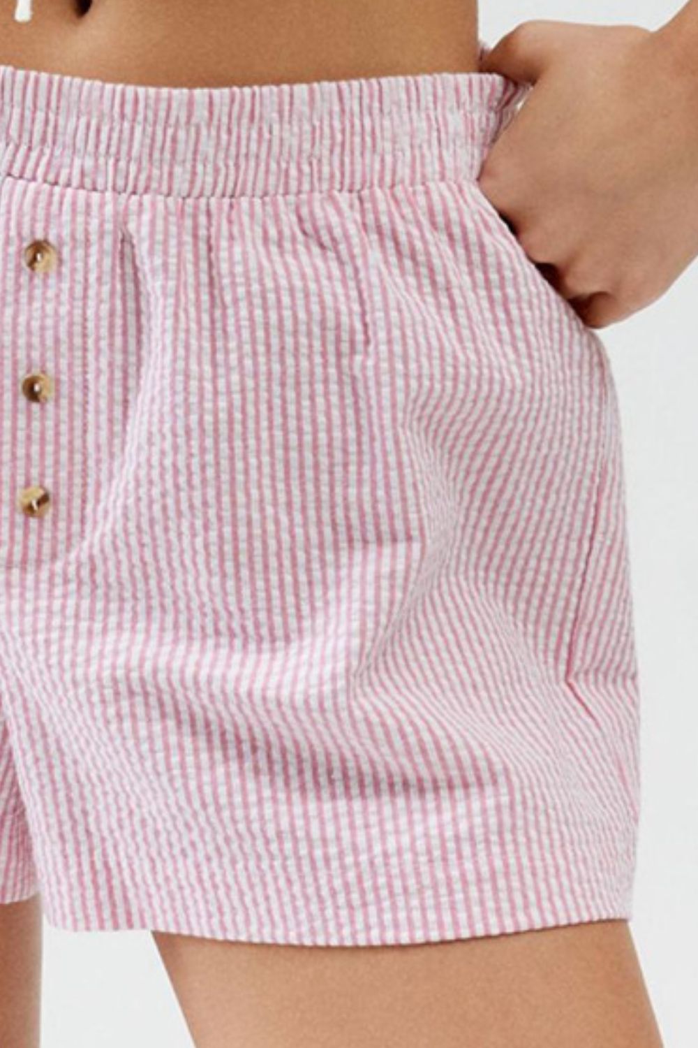 Buy Striped Elastic Waist Shorts by Faz