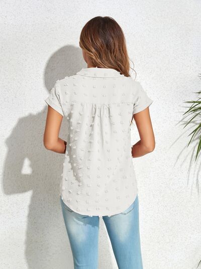 Buy Swiss Dot Button Up Cap Sleeve Shirt by J@T@M