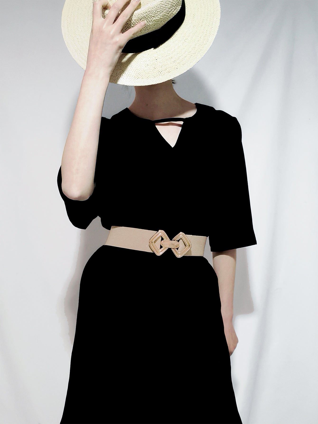Buy Geometric Buckle Elastic Wide Belt by Faz