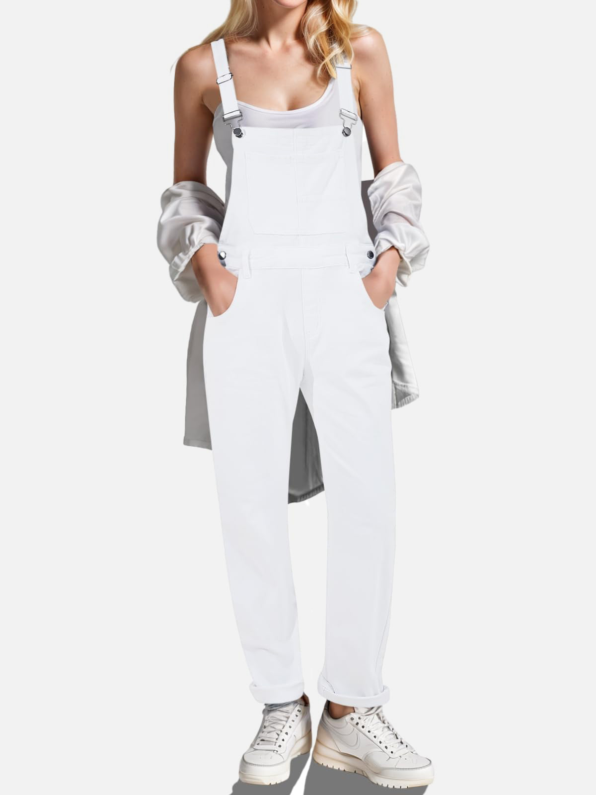 Buy Square Neck Wide Strap Denim Overalls by Faz