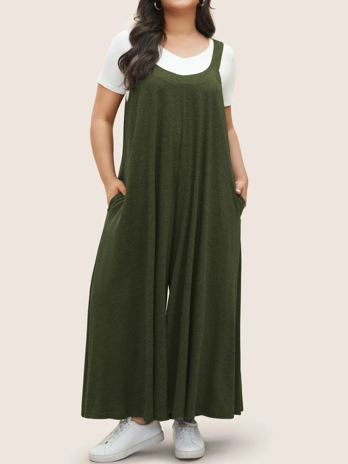 Buy Full Size Pocketed Wide Leg Overalls by Faz