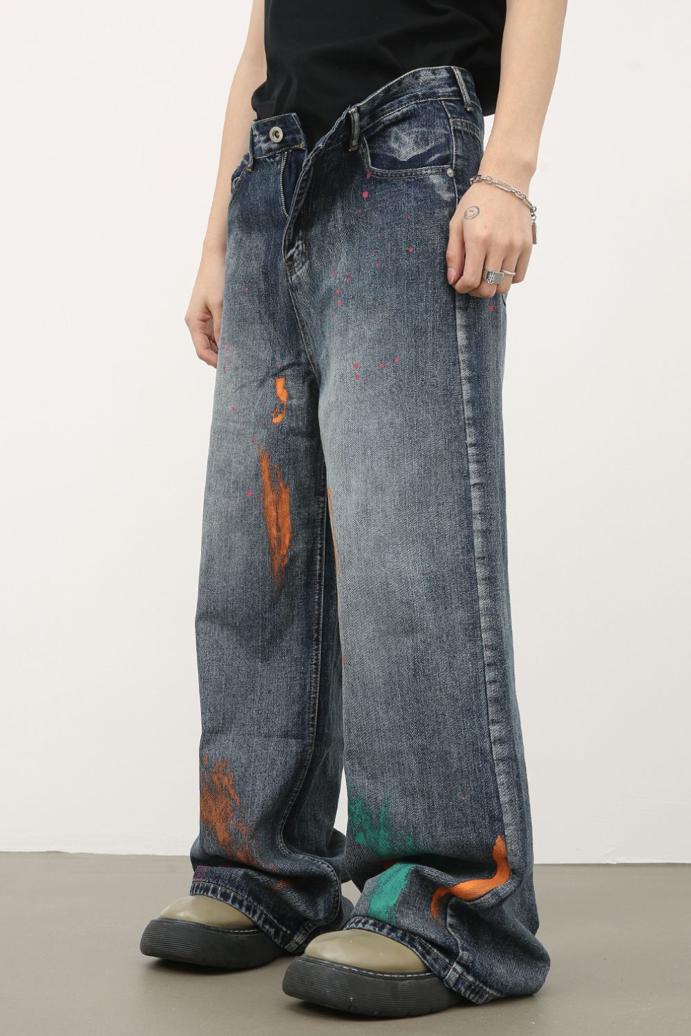 Buy Men's Splash Print Wide Leg Jeans by Faz