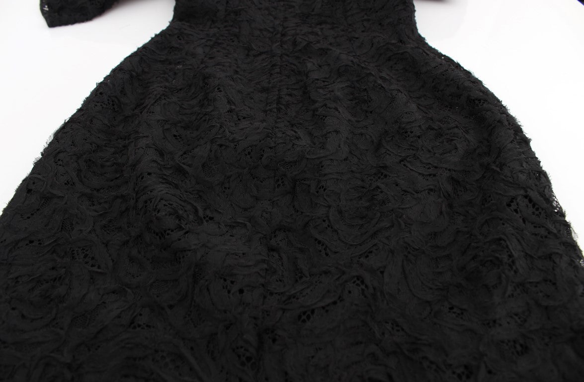 Buy Elegant Black Floral Lace Maxi Dress by Dolce & Gabbana