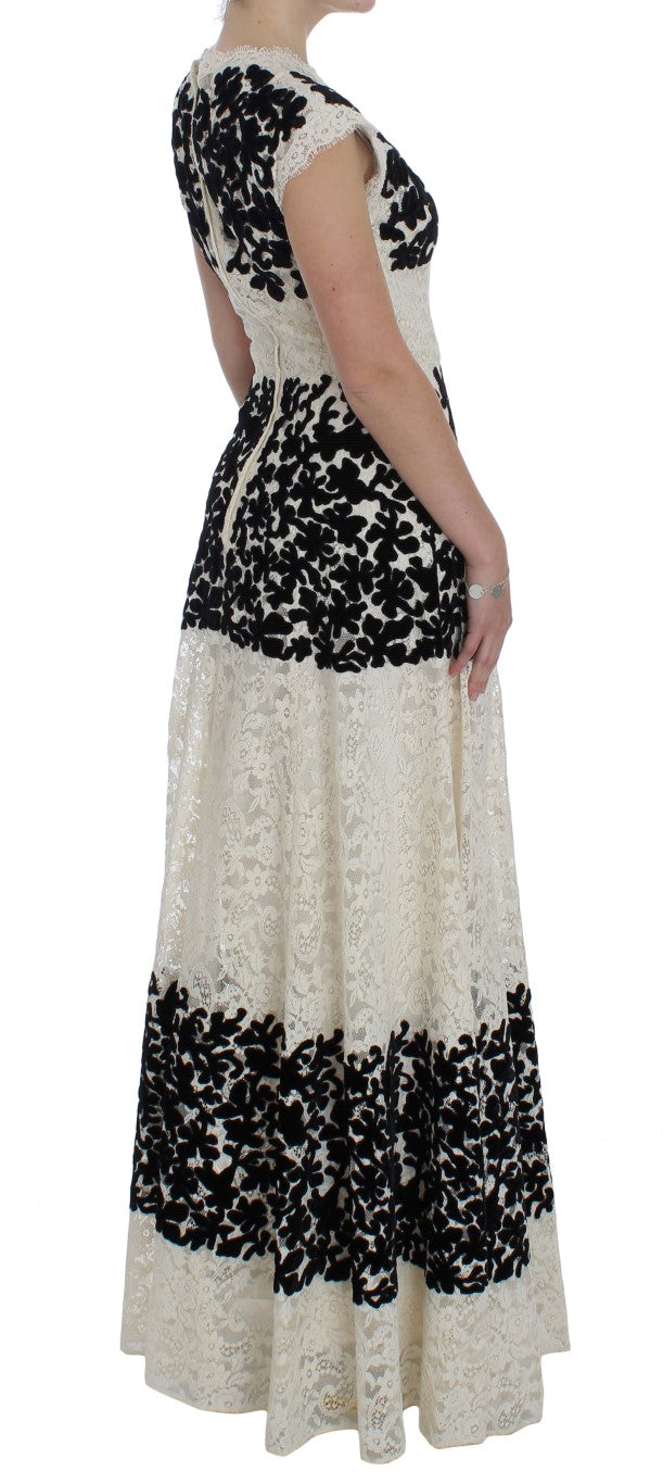 Buy Elegant Floral Lace Cap Sleeve Maxi Dress by Dolce & Gabbana