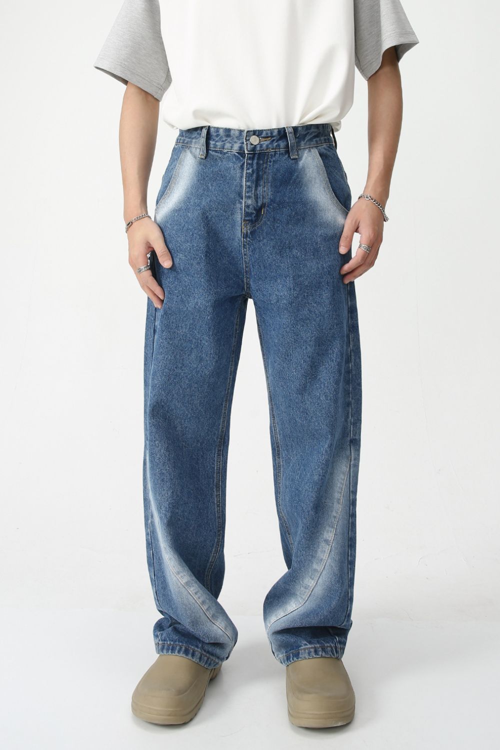 Buy Men's Tie-Dye Washed Straight Leg Jeans by Faz