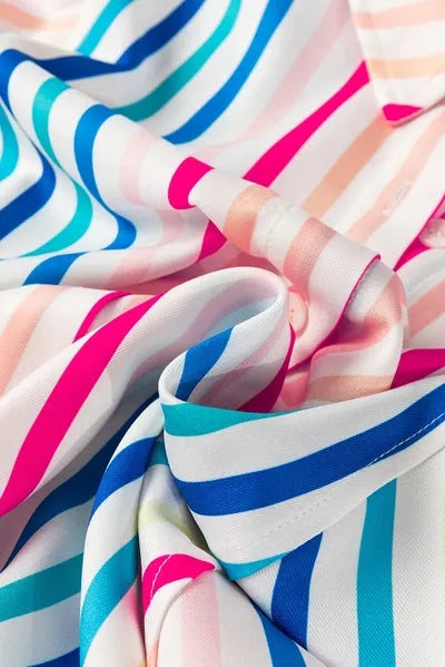 Buy Contrast Stripes Collared Neck Button Up Shirt by SYNZ