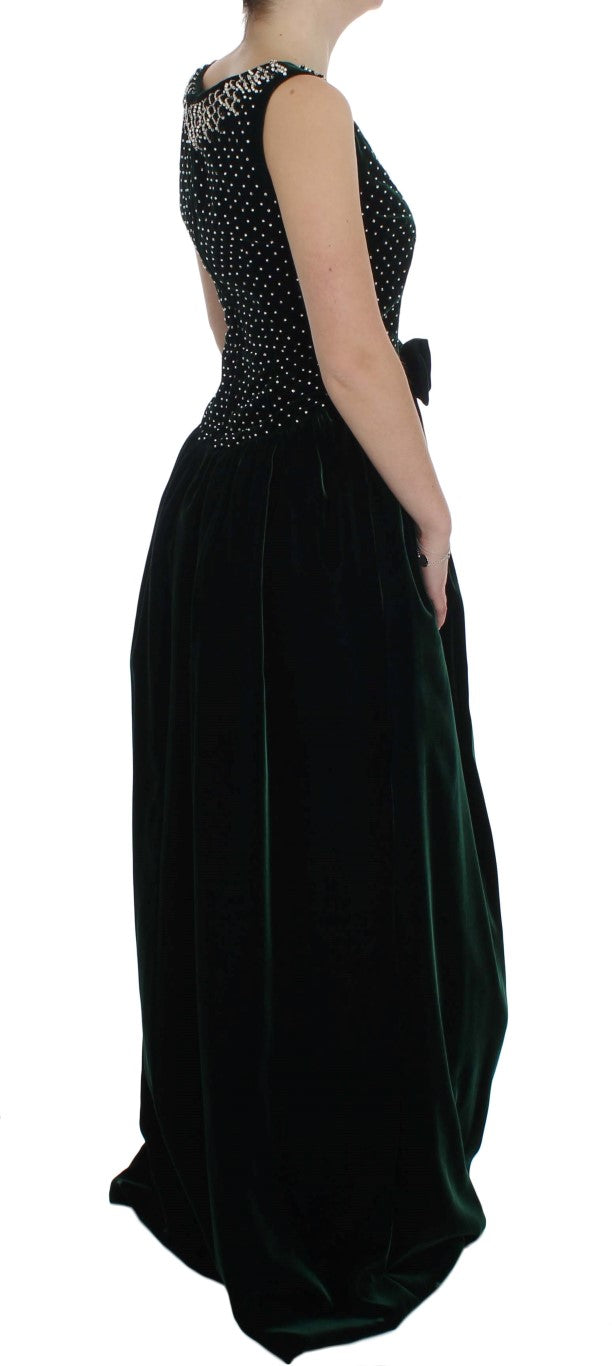 Buy Enchanted Emerald Velvet Crystal Maxi Dress by Dolce & Gabbana