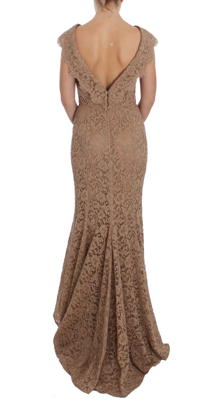 Buy Elegant Pink Floral Lace Maxi Dress by Dolce & Gabbana