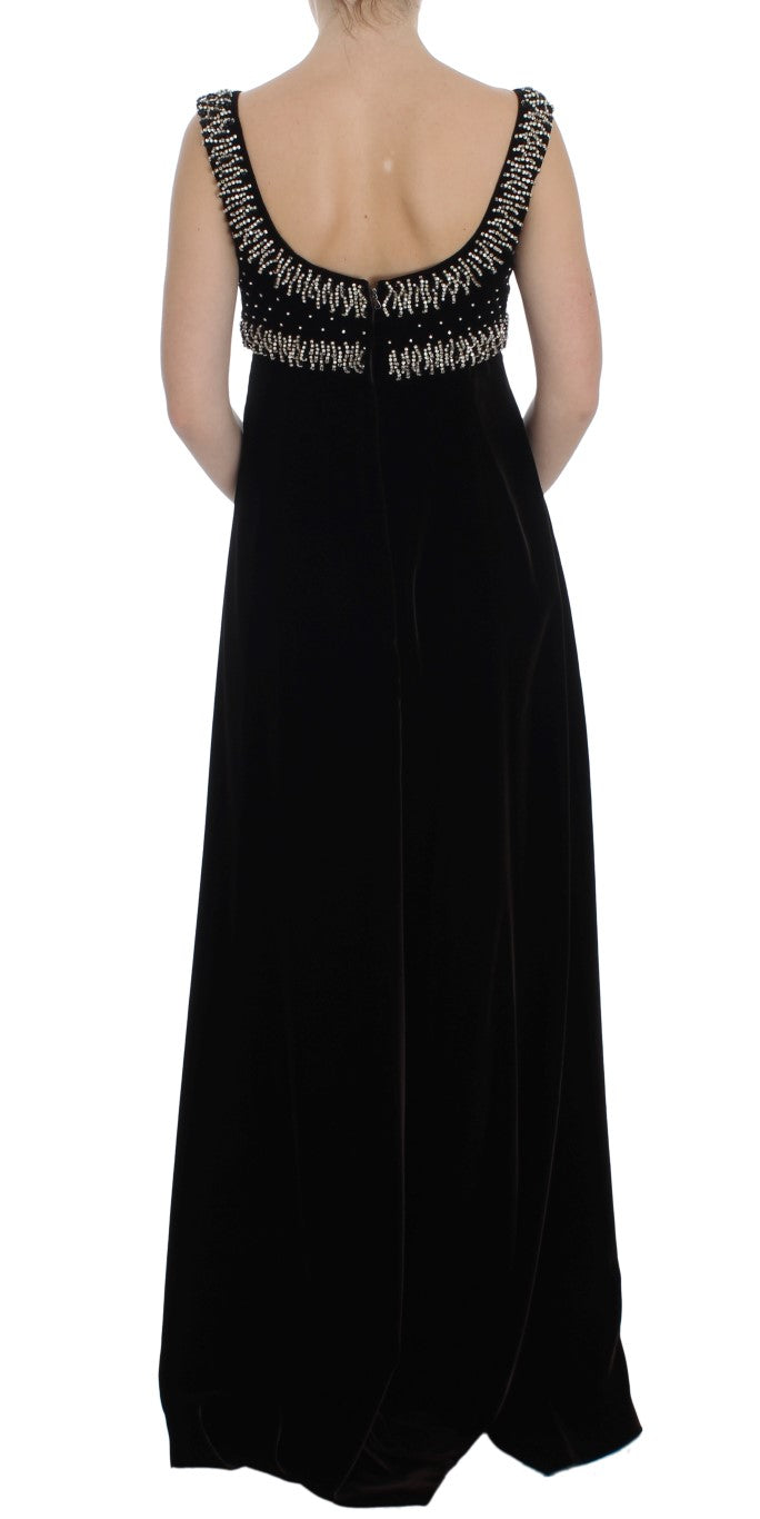 Buy Elegant Brown Velvet Crystal Gown by Dolce & Gabbana