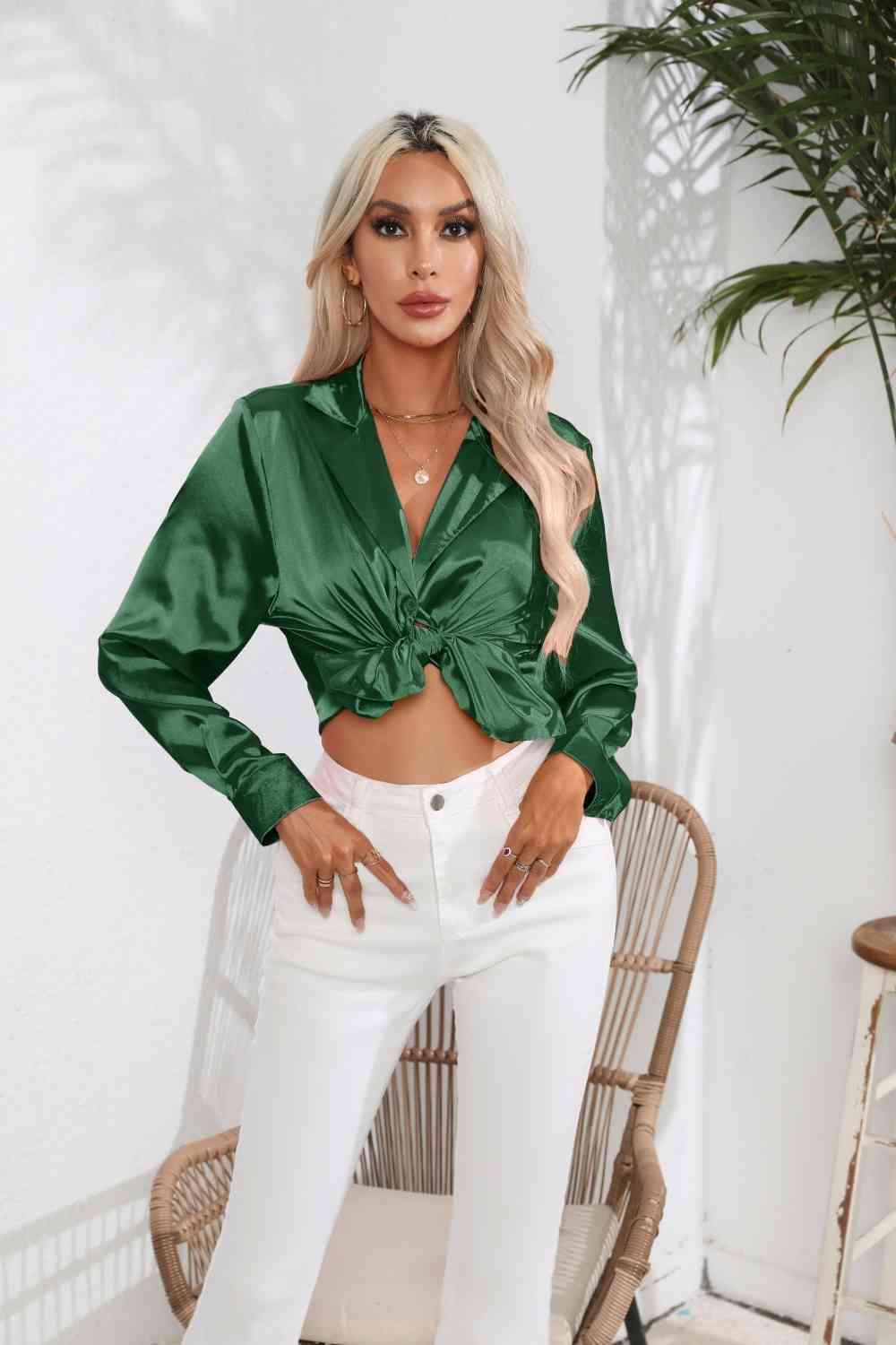 Buy Lapel Collar Button Up Long Sleeve Shirt by B&S