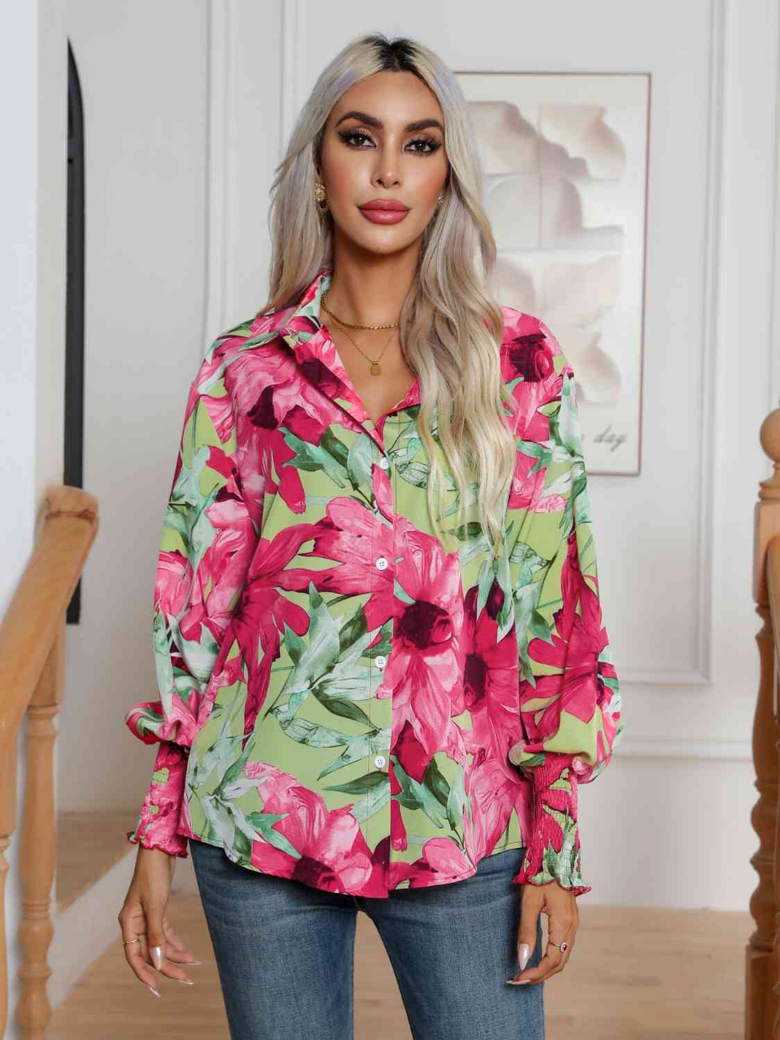 Buy Floral Collared Neck Buttoned Shirt by B&S