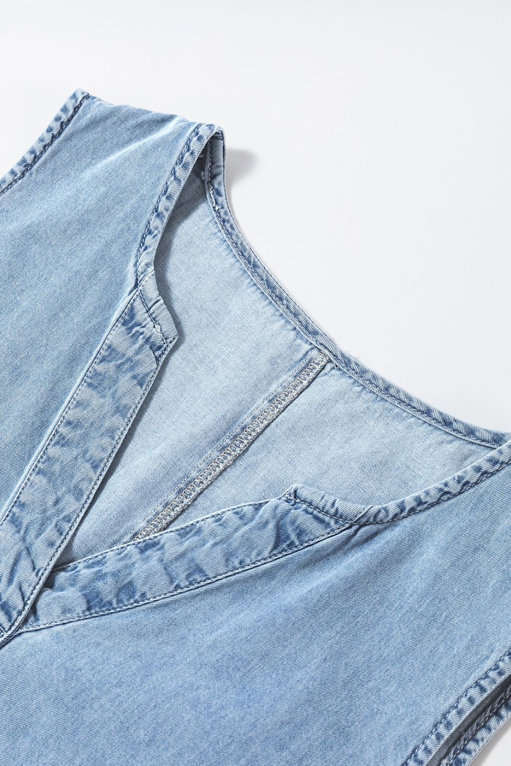 Buy Wash Notched Sleeveless Mini Denim Dress by Faz