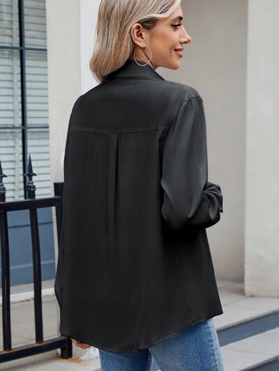 Buy Solid Color Collared Neck Long Sleeve Shirt by Manny