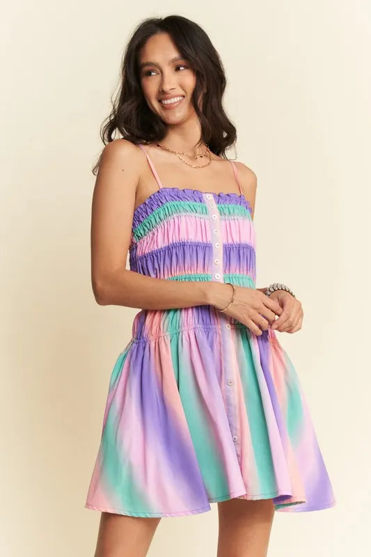 Buy Multi Color Ombre Printed Bodice Button Up Dress by Faz
