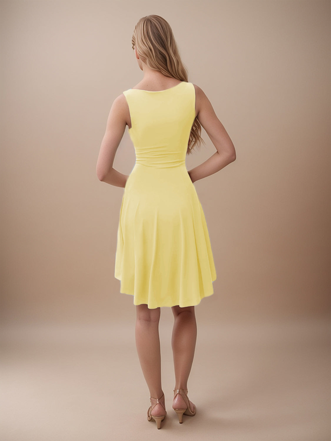 Buy High-Low Round Neck Sleeveless Mini Dress by Faz