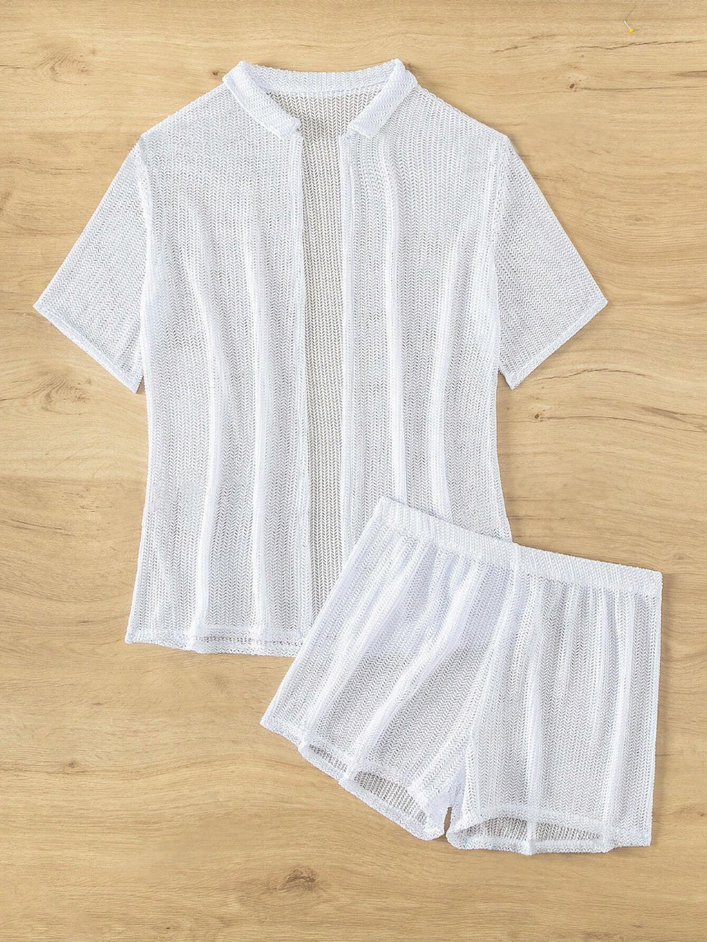 Buy Open Front Half Sleeve Top and Shorts Cover Up Set by Faz